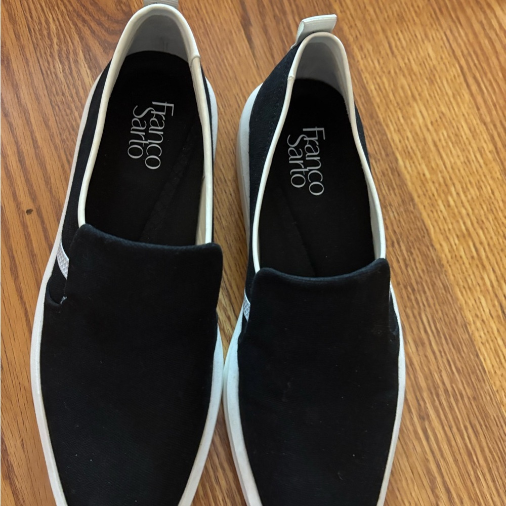 Franco Sarto Black and White Slip-On Loafers